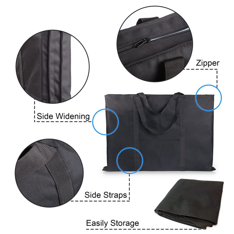JJRING Dacron Light Weight Art Portfolio Bag, 24'' x 32'' for 23'' x 31'', Black Carrying Storage Case for Poster, Sketching, and Drawing - Image 3